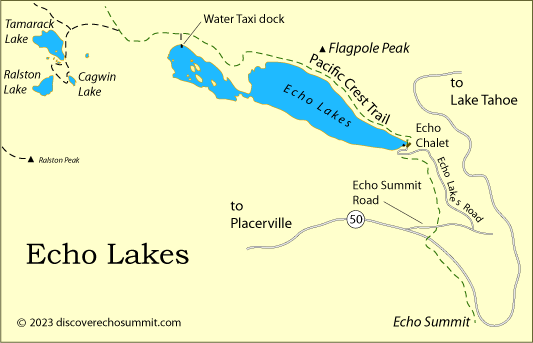 map of Echo Lakes, Echo Summit, CA