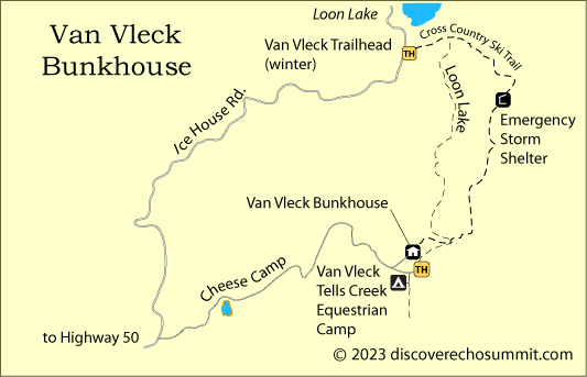 map of Van Vleck Bunkhouse, El Dorado National Forest, CA